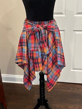 Swank A Posh Flannel Handkerchief Hem Grunge Style Skirt L/XL